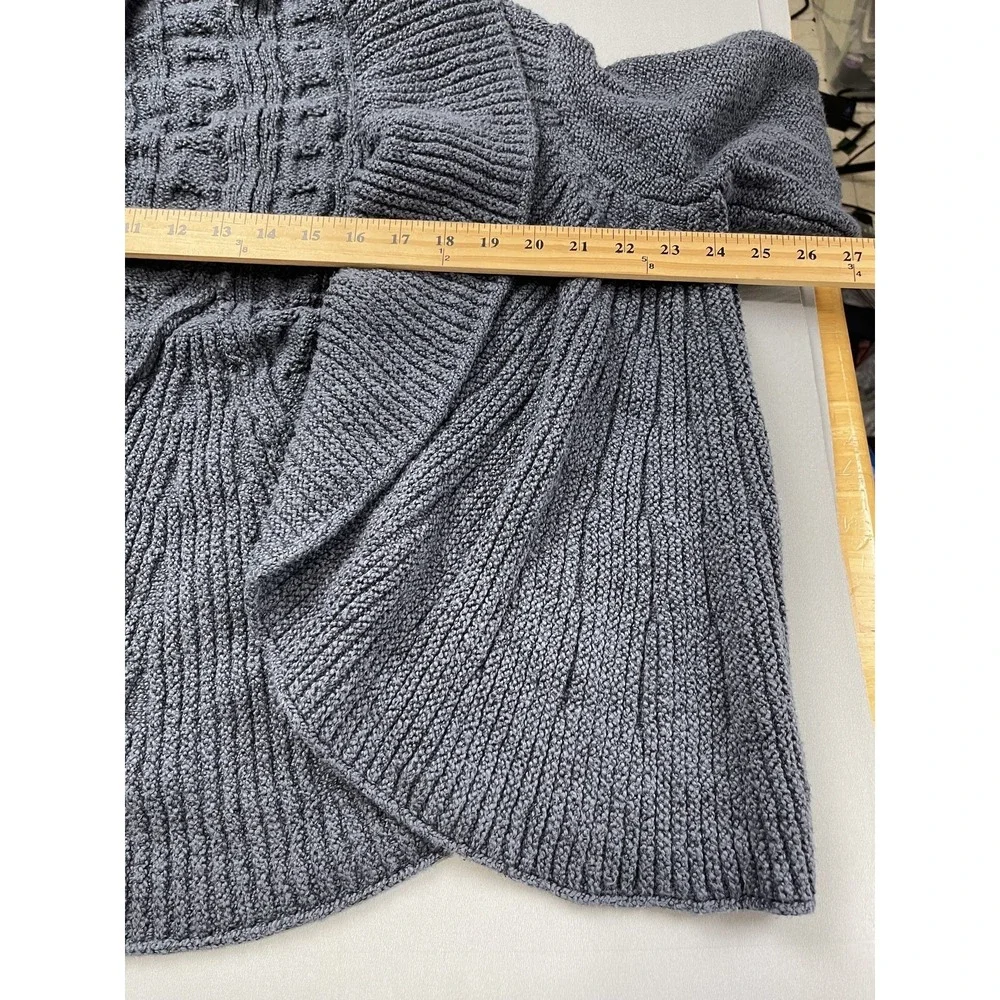 Pure‎ Jill Womens S Cable Knit 100% Cotton Open Drape Cardigan Sweater Gray